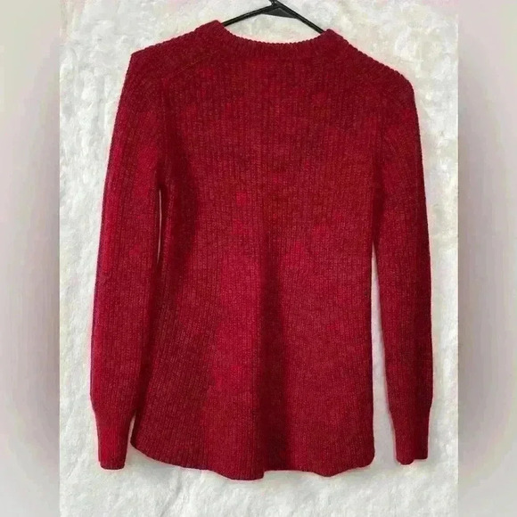 Athleta Sierra Red Black Wool Blend Crewneck  Preppy Small Sweater Knit Women - Picture 2 of 9